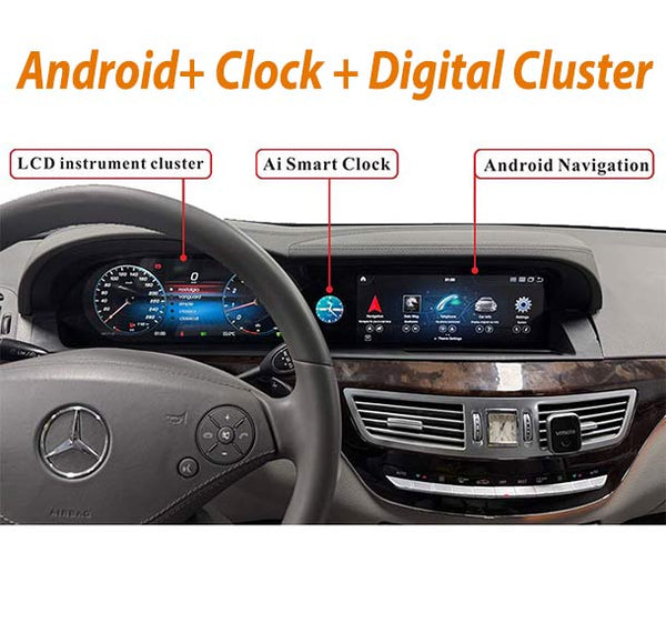 11.6'' Android 14 GPS +Smart clock+ Digital Cluster Mercedes S W221 CL W216