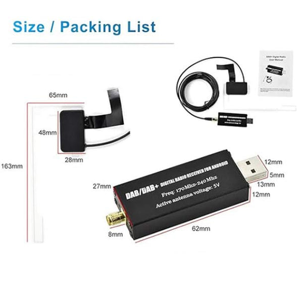 Car DAB+ Digital Audio Broadcasting Radio USB Receiver/Adapter for Android GPS screen