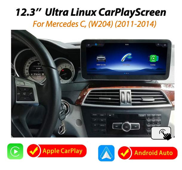 12.3'' Ultra Linux CarPlay Screen for Mercedes-Benz C W204/C204/S204 NTG 4.7