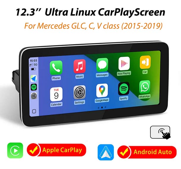 12.3インチ CarPlay Android Auto ディスプレイGLC 12.3'' Ultra Linux CarPlay Screen for Mercedes-Benz C/ GLC/ V