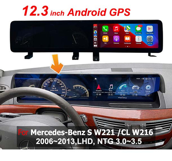  YeeHung Dual Screen Style W221 W216 12.3 Android 12 8+128 GB  Display for Mercedes S CL Class NTG 3.0 3.5 (2006-2013) with a AHD Reverse  Camera : Electronics
